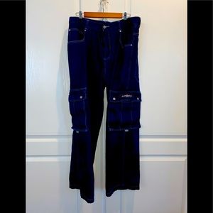 VTG UNISEX Anchor Blue wide leg cargo skater jeans
